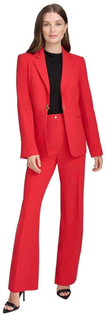 Halston Women's Logo-Clasp Notch-Lapel Blazer & Straight-Leg Trousers Size 12